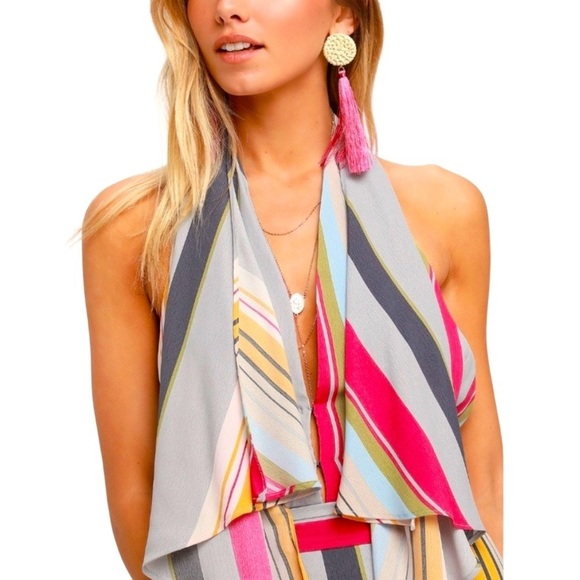 Lulu's Esplanade Drape Front Halter Maxi Dress Size: XS - Picture 4 of 15